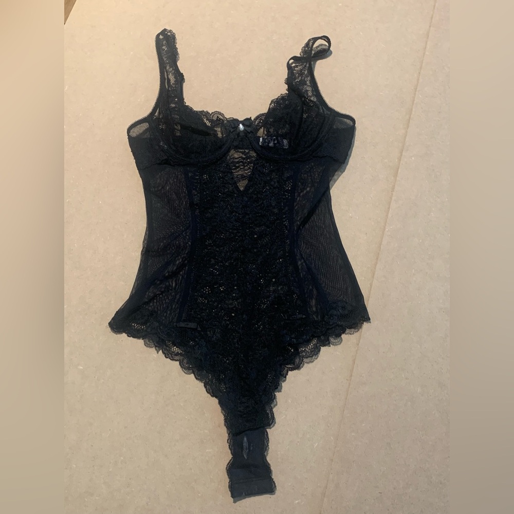 Victoria's Secret Black Lace Bodysuit Teddy
